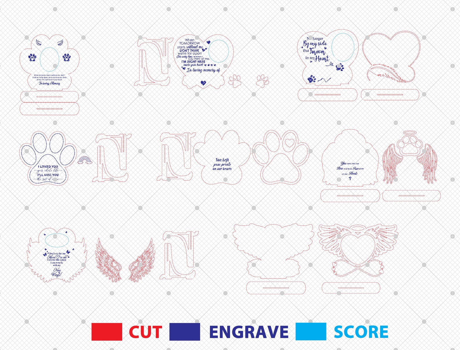 Pet Memorial SVG Bundle Laser Cut File, Dog Loss Gift SVG, Paw Print ...