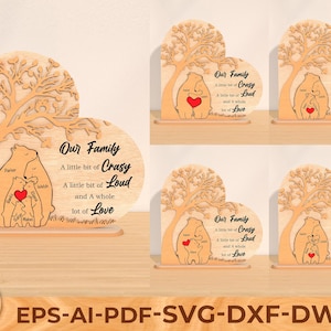 Rompecabezas familiar de madera personalizado, árbol genealógico SVG, decoración familiar para el hogar, regalo para niños, rompecabezas familiar, archivos svg de Glowforge