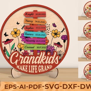 Personalized Grandkids Sign SVG, Grandma Sign svg,Grandma‘s vase svg,Gift for Mom, Mothers Day Gifts svg,Glowforge svg files