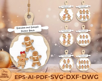 Personalisierte Lebkuchen Familie Ornament SVG: Laser Cut Datei (Digitaler Download)