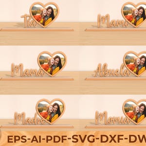 Marco Portafoto Personalizado SVG – Regalo Día de la Madre – Corte Laser con Nombre para Mamá、Abuela、Mami、Tía