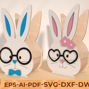 Soporte para huevos de conejito de Pascua cortado con láser, soporte para huevos de madera svg, plantilla de soporte para huevos, soporte para huevos de Pascua svg, decoración de Pascua, archivo cortado con láser