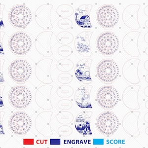 Puede incluir: Una l&aacute;mina cortada con l&aacute;ser con dise&ntilde;os de calendario que incluyen las frases "Be happy today" y "Do what makes you HAPPY". Los dise&ntilde;os incluyen un faro, monta&ntilde;as y una escena de granja. La l&aacute;mina tambi&eacute;n incluye l&iacute;neas de corte para el montaje.