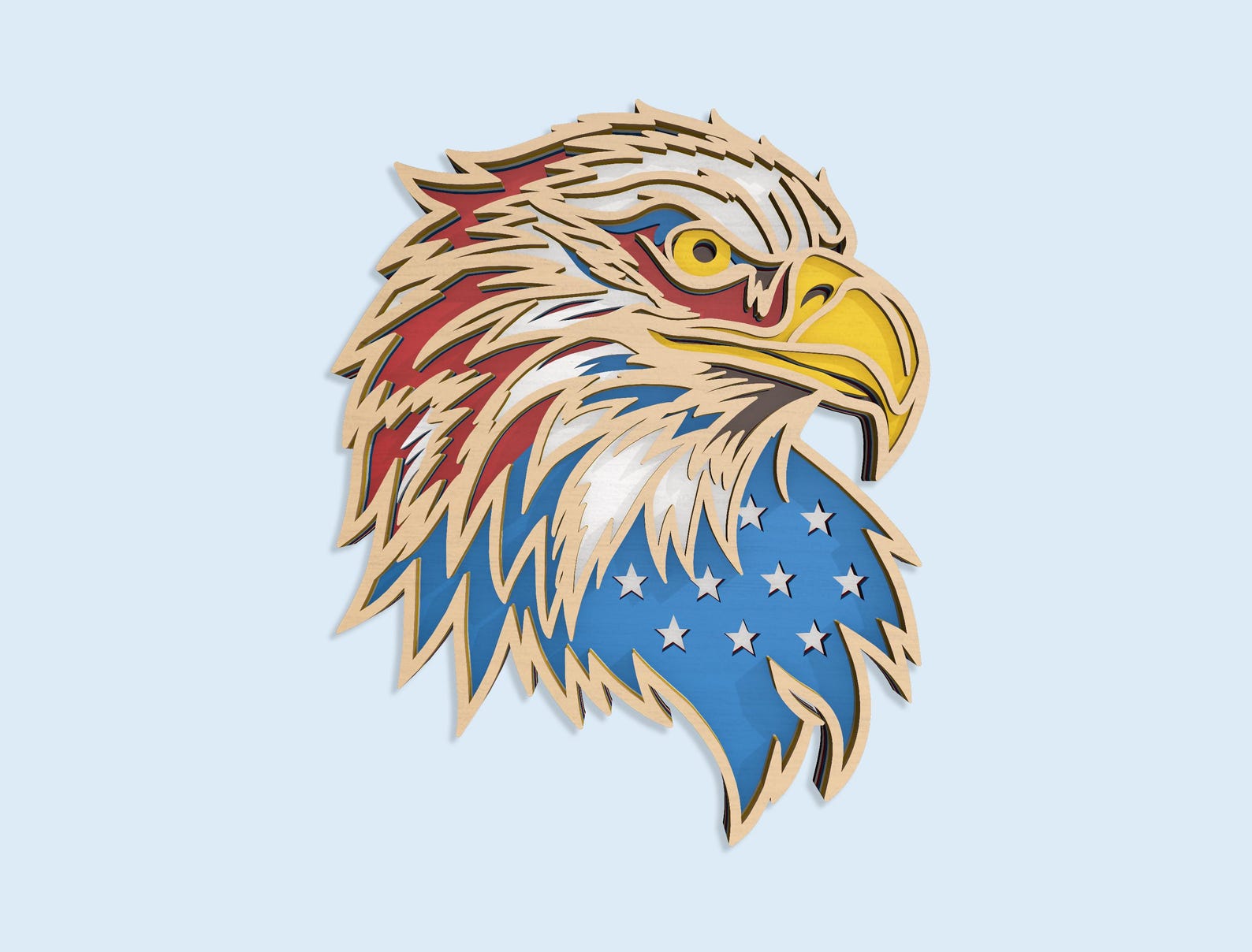 Patriotic Eagle Multilayer SVG Bundle, American Flag Laser Cut Files ...