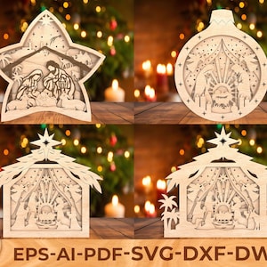 Multilayer Christmas Nativity SVG, Wooden Laser Cut File, Layered Nativity Scene Decor Home, 3D Glowforge SVG Pattern, Digital Download
