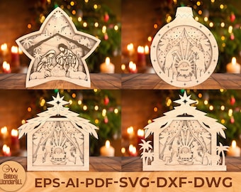 Multilayer Christmas Nativity SVG, Wooden Laser Cut File, Layered Nativity Scene Decor Home, 3D Glowforge SVG Pattern, Digital Download