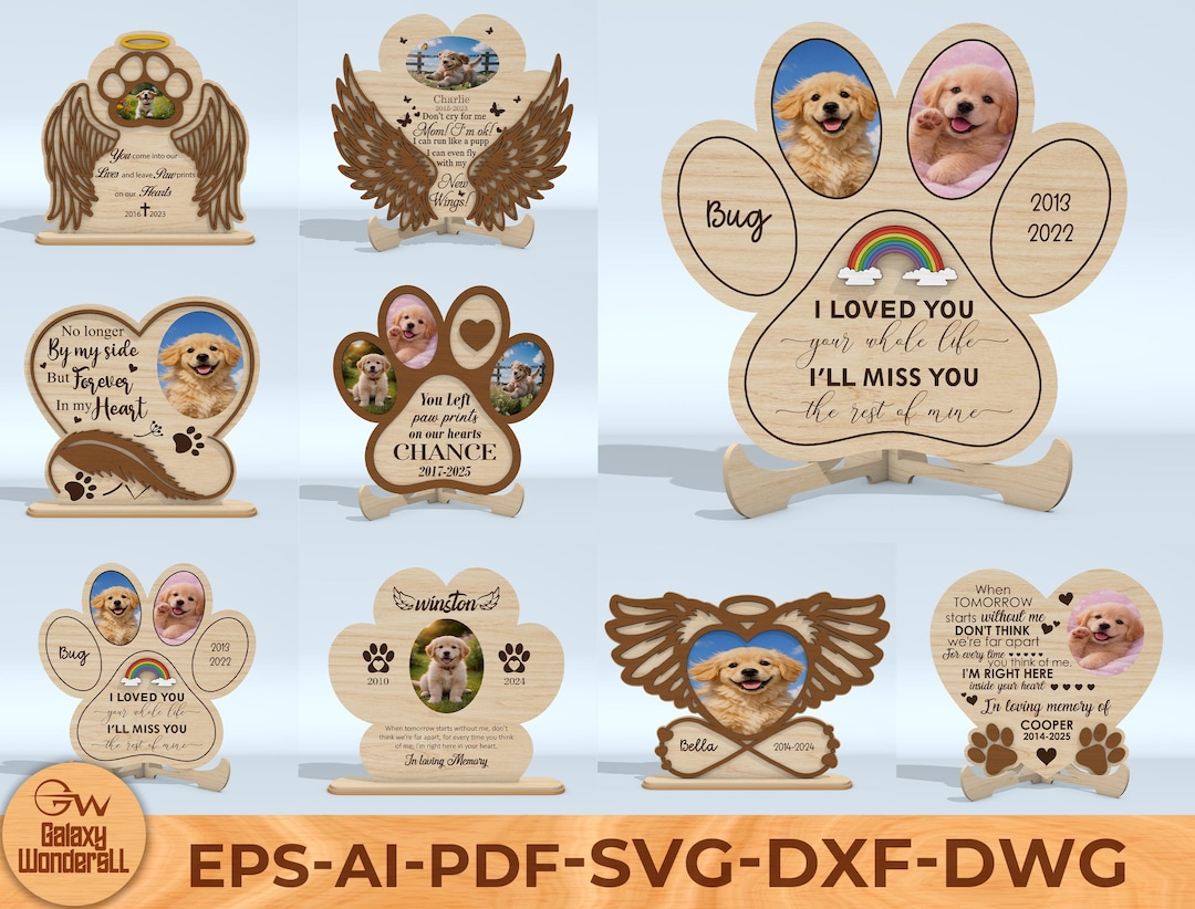 Pet Memorial SVG Bundle Laser Cut File, Dog Loss Gift SVG, Paw Print ...