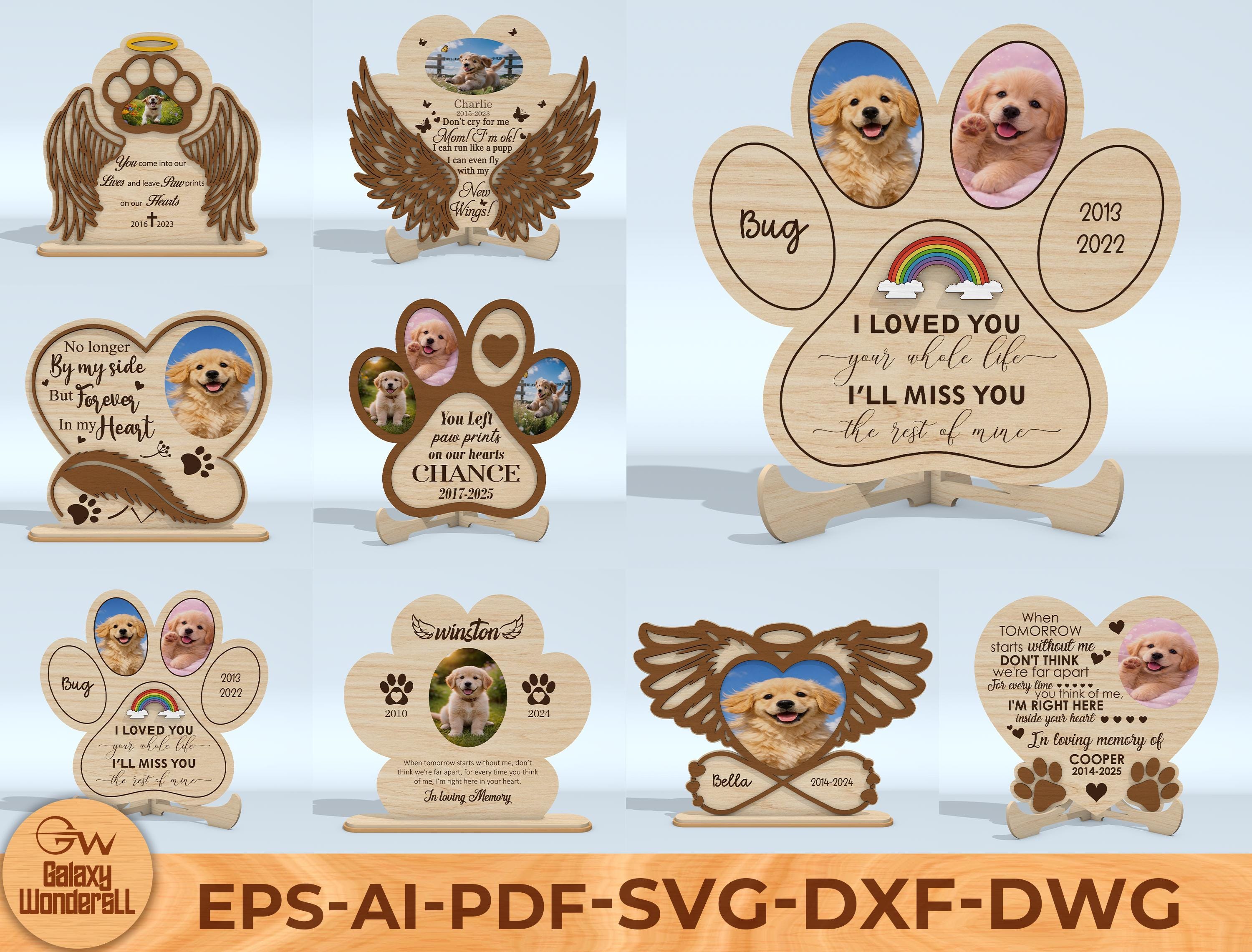 Pet Memorial SVG Bundle Laser Cut File, Dog Loss Gift SVG, Paw Print ...