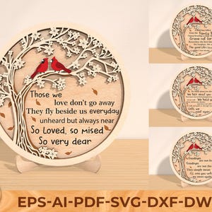 Árbol genealógico de los cardenales (SVG 3D cortado con láser), memorial de los cardenales, memorial de árbol genealógico, archivo de madera para memorial, archivos para Glowforge