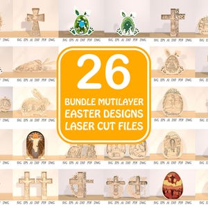 Paquete de 26+ megapaquete de corte láser de Pascua, Jesús multicapa, svg de Pascua de Jesús, archivos de corte láser de la historia de Jesús multicapa, Glowforge de Pascua