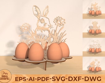 Laser Cut Easter Bunny Egg Holder SVG Bundle (Digital Download)
