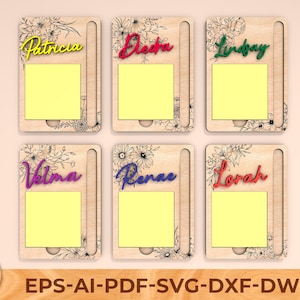 Portanotas floral personalizado SVG: Organizador de escritorio cortado a láser (plantilla digital)