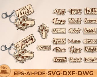 File di taglio laser per portachiavi, ornamento religioso a croce SVG, file di taglio laser di Gesù, portachiavi a croce, taglio laser Glowforge