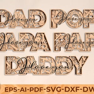 Mutilayer DAD I Love You SVG ,Father’s Day Laser Cut File , Dad Gift Sign ,Dad laser cut, Father‘s day laser, Glowforge Svg,Digital Download