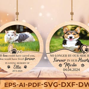 Adorno conmemorativo para mascotas SVG, regalo cortado con láser para la pérdida de una mascota, letrero conmemorativo para perros y gatos, archivo "En memoria amorosa", Cricut Glowforge