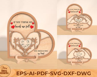 Heart Hands Cut File, Laser Mother SVG, Hands are Full SVG, Glowforge Family, Mothers Day Gifts SVG, Laser cut files, Heart Stand Decor