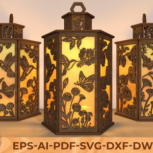 Hummingbird Lantern Svg, Nature Bird Lantern, Floral Laser Cut SVG, Floral Laser Cut SVG, Glowforge Cricut , Digital Download