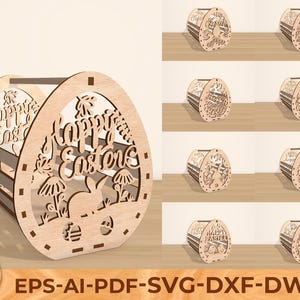 Easter Bunny Egg Holder Basket SVG, Bunny and Egg Easter gift basket cutting files, Easter Egg Basket Design, Laser Cut Easter Basket Design