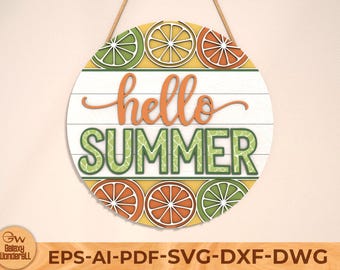 Lemon Hello Summer Sign SVG: Laser Cut File (Digital Download)