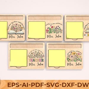 Porte-bloc-notes personnalisé Svg, modèle de porte-notes autocollant, fichier de coupe, découpe laser, projets de découpe laser, porte-notes découpé au laser