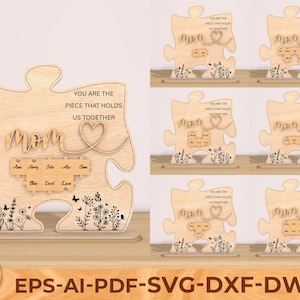 Cartello in legno con puzzle Scrabble personalizzato, cartello in legno inciso personalizzato, regalo per la mamma con puzzle, regalo per la festa della mamma per la mamma e la nonna, Glowforge svg