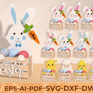 Cestino di Pasqua coniglietto carino personalizzato svg, cestino di Pasqua svg, scatola di dolcetti di Pasqua svg, porta uova svg, cestino di Pasqua tagliato al laser per glowforge