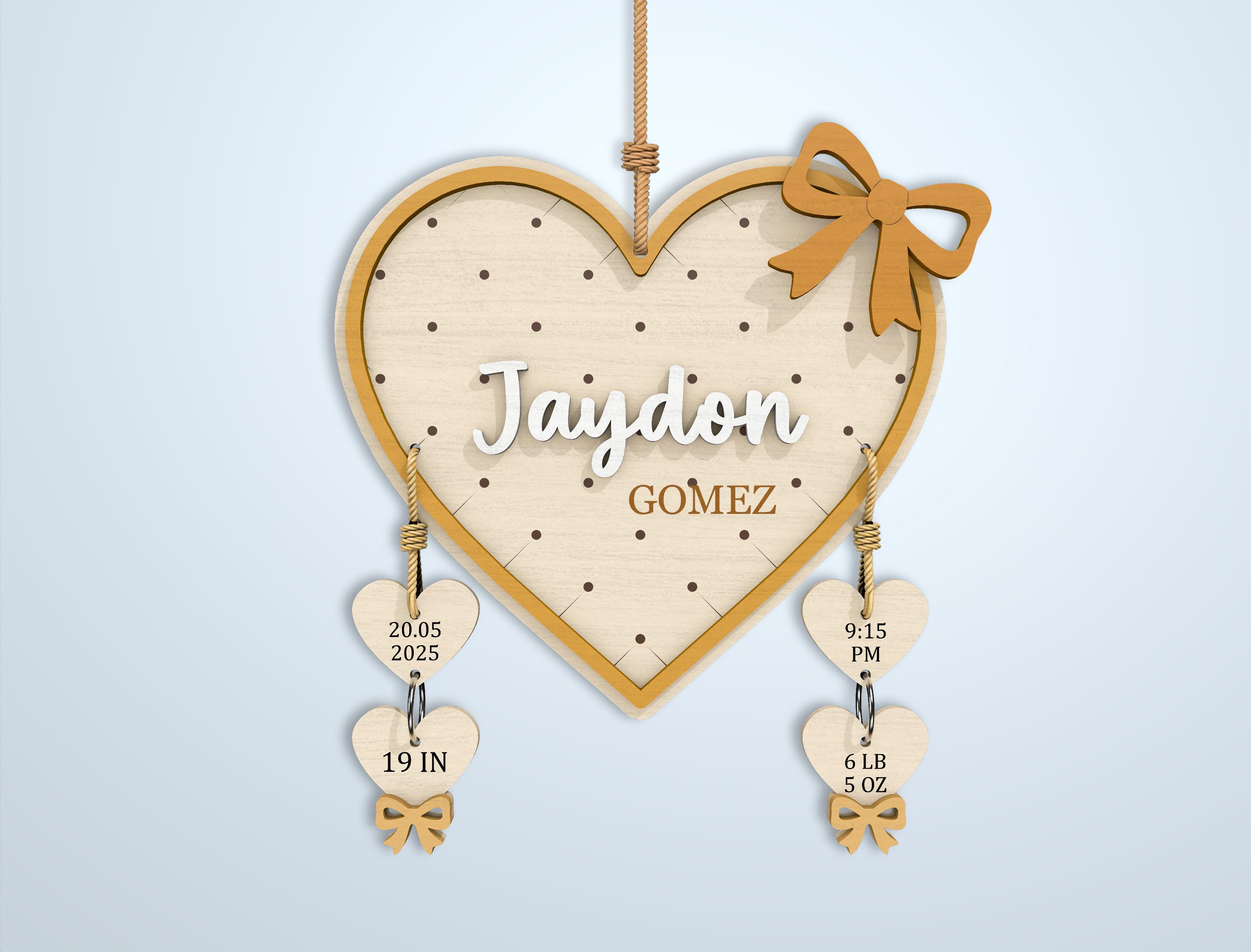 Baby Birth Stats SVG Laser Cut File, Personalized Newborn Name Sign ...
