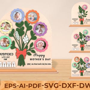 Muttertag Blumen-Fotostrauß SVG, Geschenk für Mama GiGi Oma Laser, Blumen-Datei, Mutters Blumen-Fotoschild, Laser-bereite Datei