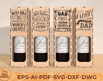 Father’s Day Wine Box SVG , Best Dad Laser Cut Bottle Holder ,Digital Wine Gift Box for Glowforge xTool Thunder , MDF Wood Father‘s Day Gift