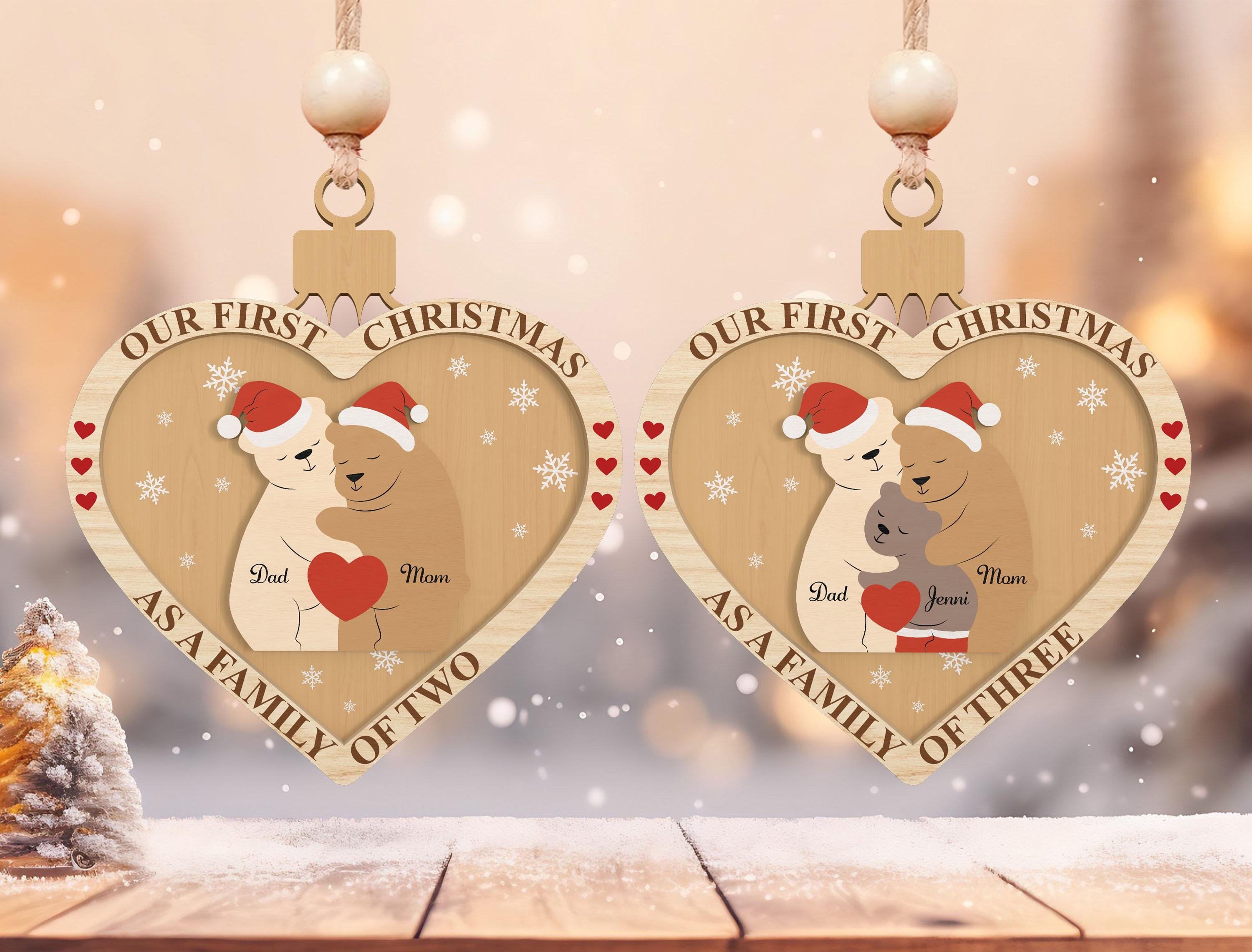 Family Christmas Ornament SVG: Bear Family Decoration Laser Cut 