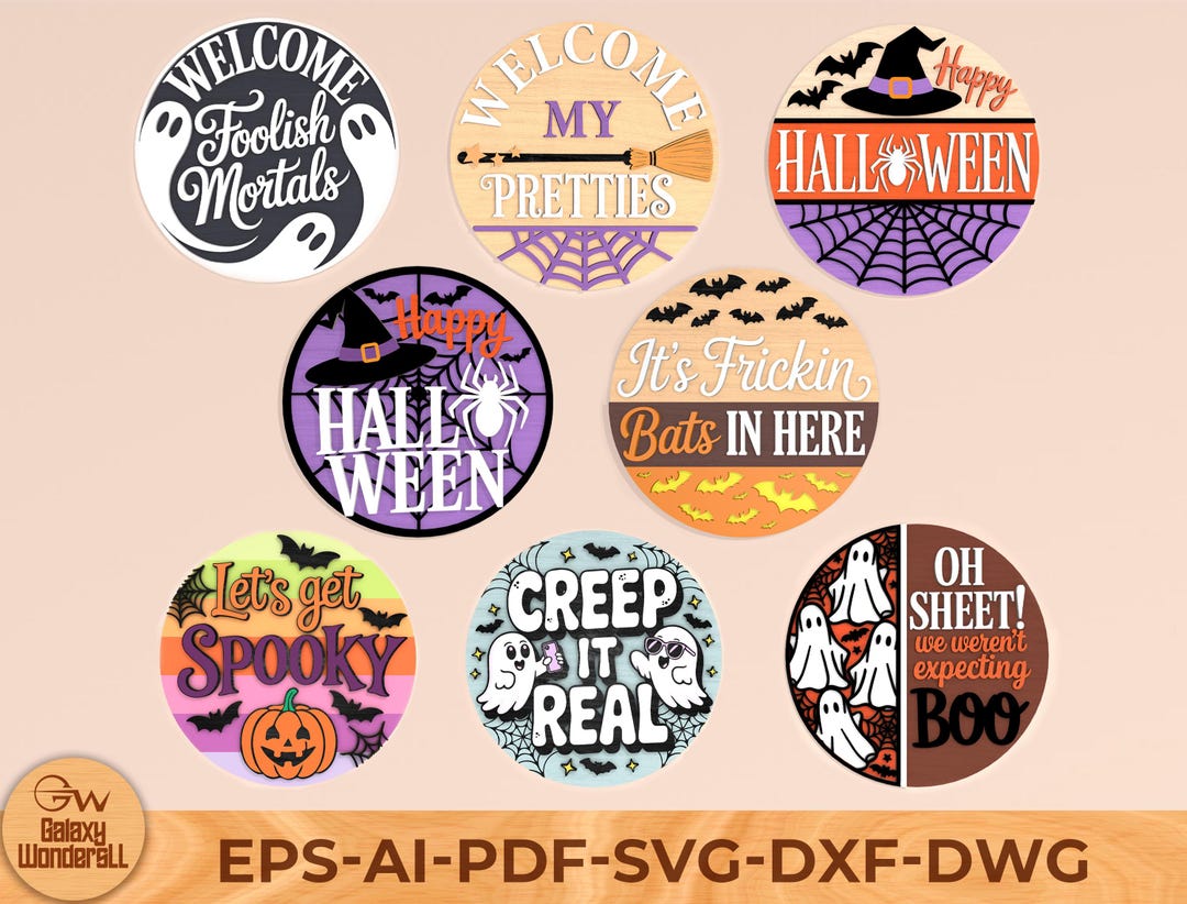Halloween Door Sign SVG Bundle: Ghost, Witch, Spooky Laser Cut Files - Etsy