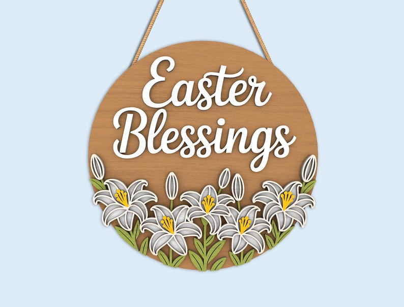 Easter Round Sign SVG Bundle, He Is Risen Door Hanger, Bunny Welcome Easter Decor, bunny easter svg, christian easter, Laser Cut Files image 8