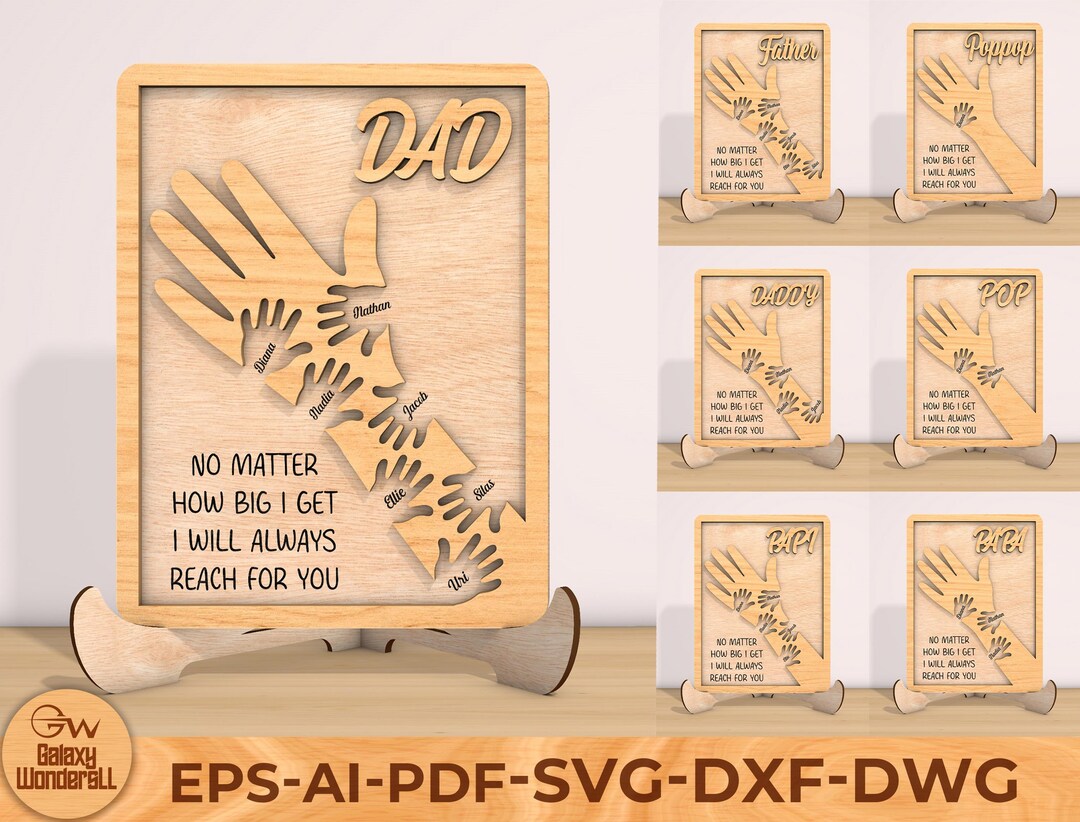 Personalized Father's Hand Sign Lasercut SVG: Family Hands (digital ...