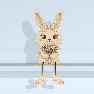 Easter Bunny Shelf Sitters SVG Laser Cut File, Wooden Dangling Leg ...