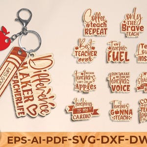 Teacher Keychain Svg Bundle,Teachers Quotes SVG,Teacher Keychain Sayings,Teachers Keychain Cut files for Cricut,Laser cut file, Teacher gift