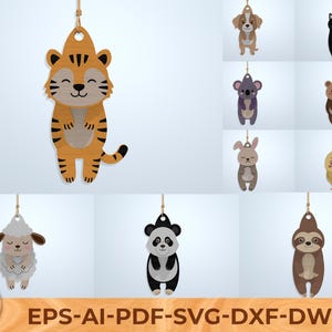 Pacchetto di file SVG per giocattoli 3D a forma di animale da appendere, file di taglio laser per animali antistress, giocattolo in legno da appendere Glowforge SVG per CNC fai da te, regalo per bambini
