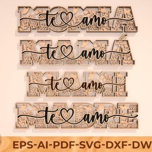 Multilayer Mom Standing Zeichen Laser geschnitten svg Datei, Muttertag svg, Multilayer Mom svg, Flower Multilayer, Muttertagsgeschenk, te amo mama svg