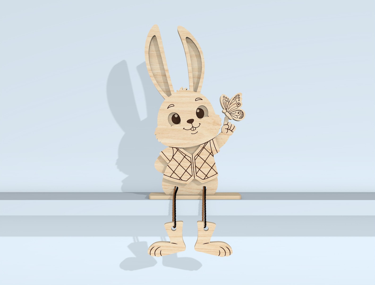 Easter Bunny Shelf Sitters SVG Laser Cut File, Wooden Dangling Leg ...