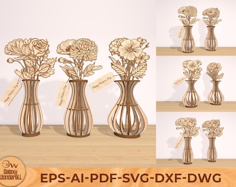 Flowers SVG Bundle: Wood Florals, Laser Cut Files (Digital Download)