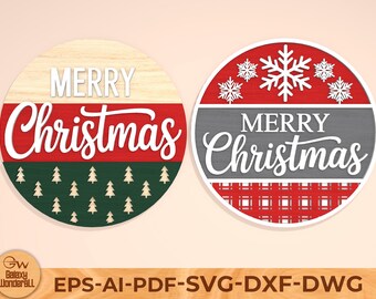 Weihnachten Türschild SVG: Laser Cut Willkommensschild (Digitaler Download)