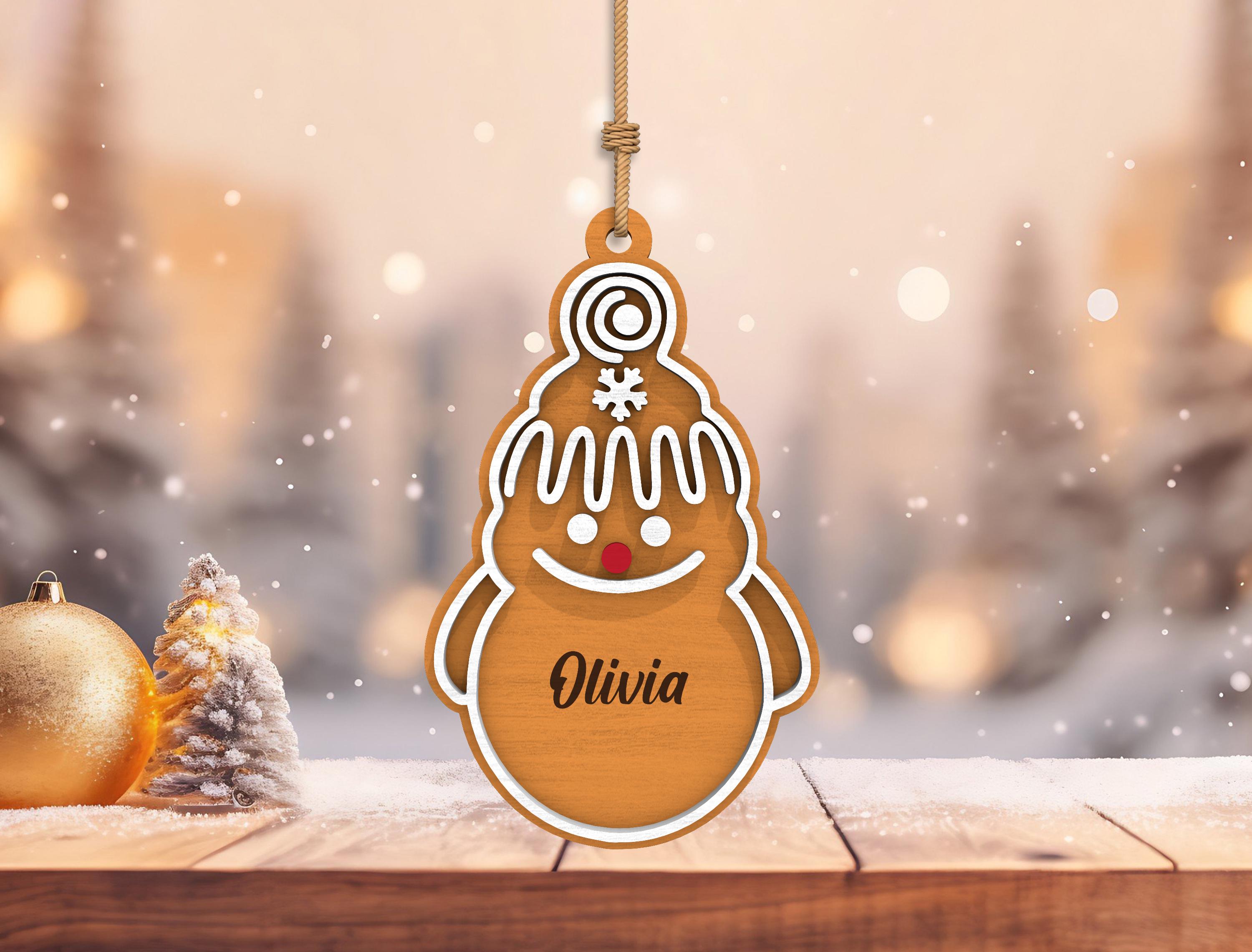 Personalized Gingerbread Man Ornament SVG: Custom Name Christmas