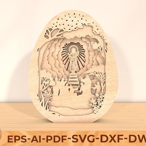 Jésus sur la croix oeuf de Pâques Popup fichier découpé au laser Svg, oeuf de Pâques 3D SVG, histoire de Jésus de Pâques Svg, téléchargement numérique