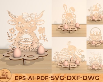 Buffalo easter Egg holder , Easter Egg Bunny, Cute Easter Decoration, Laser cut Easter bunny egg holder, Easter egg holder stand cut file