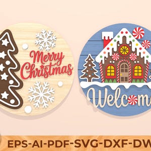 Christmas Door Hanger SVG , Christmas Tree Svg , Merry Christmas Door Sign Svg , Christmas Welcome Sign ,Glowforge Cricut, Laser Cut Files