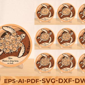 Letrero de madera de tortuga marina, placa de maternidad personalizada, regalo para mamá o abuela en el Día de la Madre, archivo cortado con láser