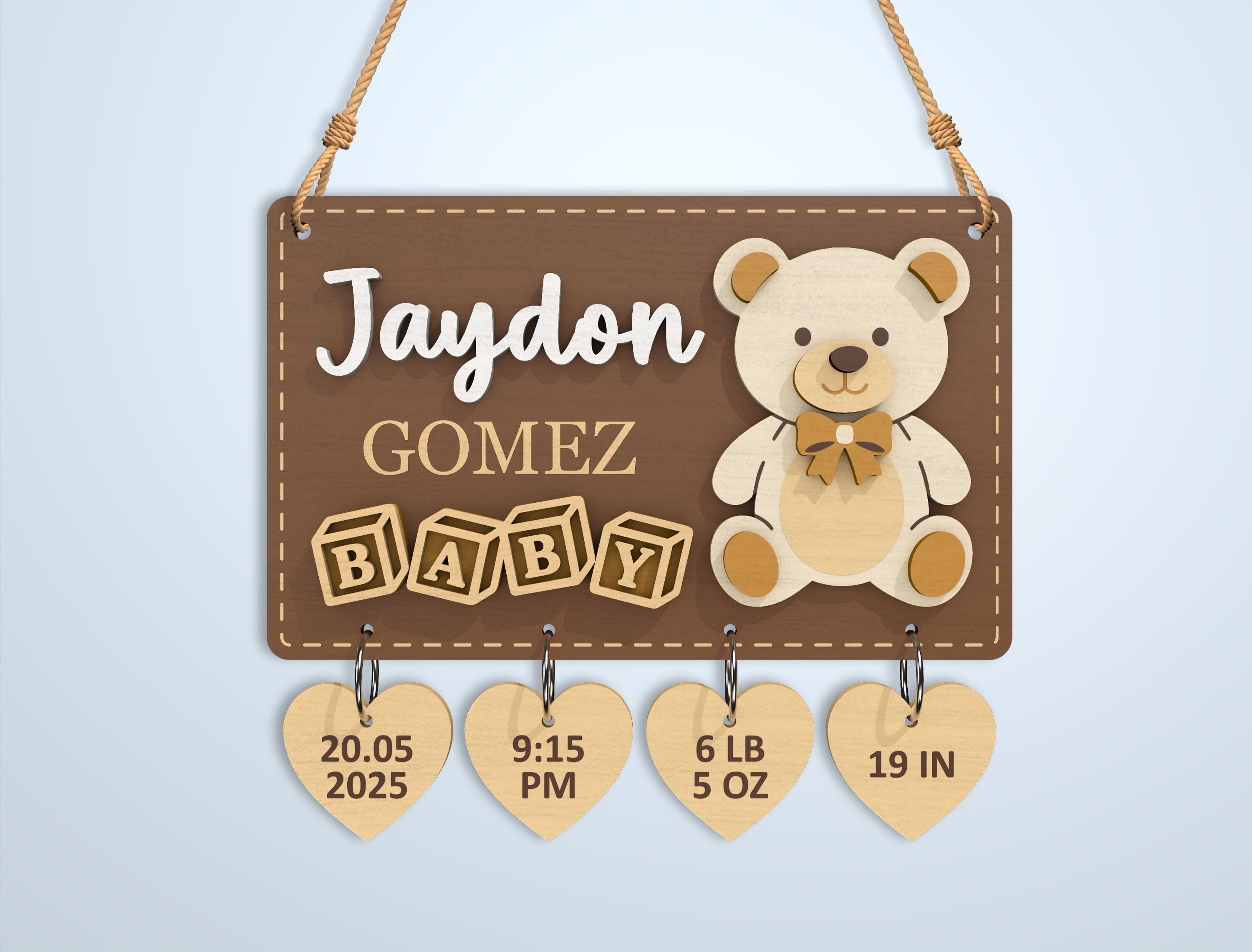 Baby Birth Stats SVG Laser Cut File, Personalized Newborn Name Sign ...
