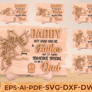 Custom Wooden Fist Bump Sign for Dad & Kids, Personalized Family Sign, Father&#39;s Day Sign with Kid&#39;s name, Father&#39;s day Gift For Grandpa