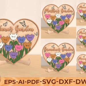 Letrero de flores SVG, Regalo para mamá, Letrero de abuela SVG, Regalo del Día de la Madre SVG, Flores para mamá SVG, Archivo de corte del jardín de la abuela, Corte láser Glowforge