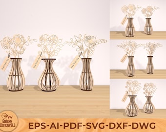 Wildflower Bouquet SVG Bundle: Laser Cut Wood Florals (Digital Download)
