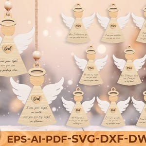 Memorial Angel Ornament SVG, Remembrance Laser Cut File